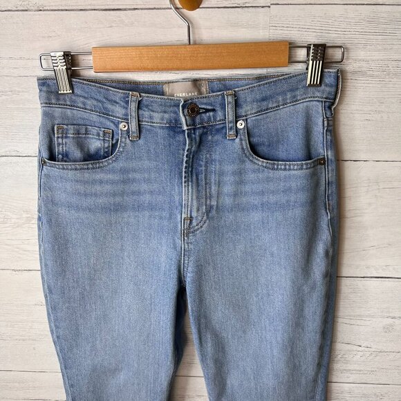Everlane Jeans Womens Size 27R Light Wash Straight Leg Raw Hem Denim Cotton - Picture 6 of 15